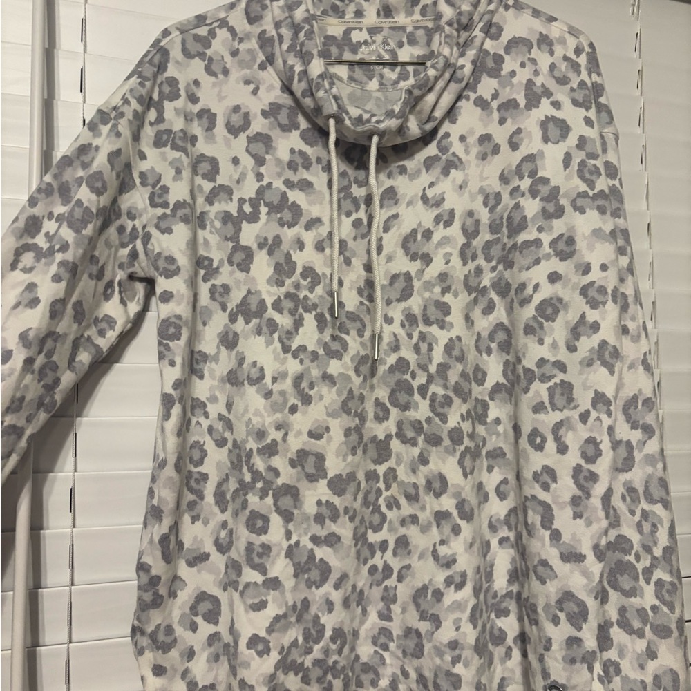 Calvin Klein White and Gray Patterned Hoodie